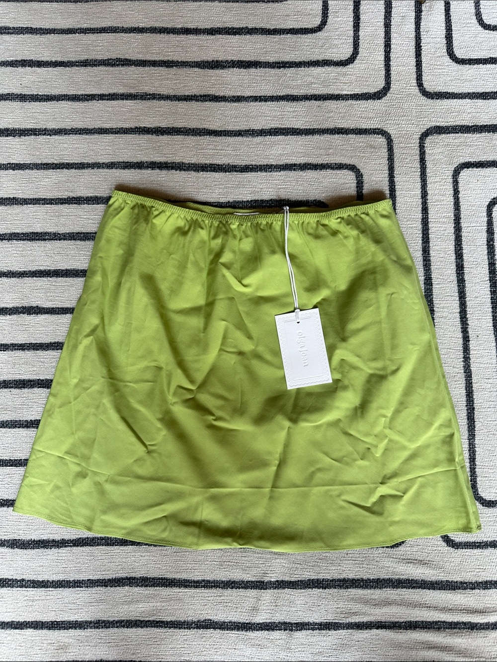NWT Olga Joan Mini Slip Skirt in Pistachio, Sz AU 6